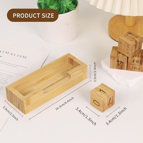 Wooden Perpetual Calendar for Office Desk Decor, Rotary Perpetual Desk Calendar, Countdown Desktop Calendar for Office School (Wood) in Kuwait