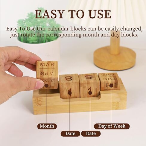 Wooden Perpetual Calendar for Office Desk Decor, Rotary Perpetual Desk Calendar, Countdown Desktop Calendar for Office School (Wood) in Kuwait