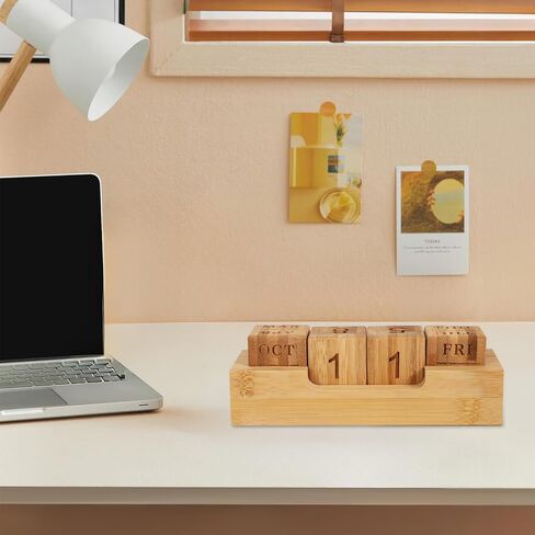 Wooden Perpetual Calendar for Office Desk Decor, Rotary Perpetual Desk Calendar, Countdown Desktop Calendar for Office School (Wood) in Kuwait