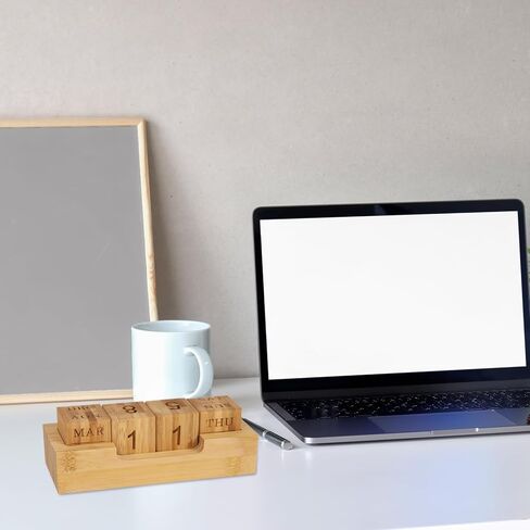 Wooden Perpetual Calendar for Office Desk Decor, Rotary Perpetual Desk Calendar, Countdown Desktop Calendar for Office School (Wood) in Kuwait