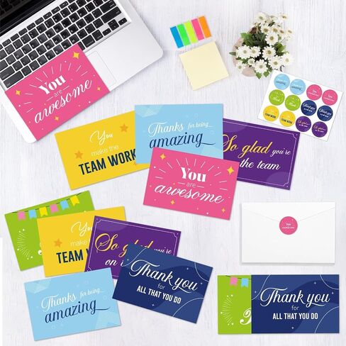 50 pack Employee Appreciation Cards with Envelopes Colorful Employee Thank You Cards Blank Inside Employee Staff Appreciation Cards Bulk for Coworkers Team Motivational Staff Thank You Cards 6x4in in Saudi Arabia
