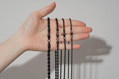 Black Chains for Men, 2.5mm 3mm 4mm 5mm Stainless Steel Rope Chain Necklace for Men and Women, Twist Mens Necklace in Kuwait