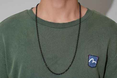Black Chains for Men, 2.5mm 3mm 4mm 5mm Stainless Steel Rope Chain Necklace for Men and Women, Twist Mens Necklace in Kuwait