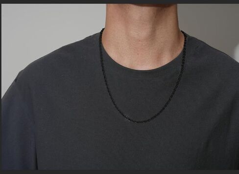 Black Chains for Men, 2.5mm 3mm 4mm 5mm Stainless Steel Rope Chain Necklace for Men and Women, Twist Mens Necklace in Kuwait