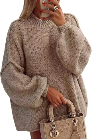 Women's Oversized Crewneck Fall Sweaters for Women 2025 Long Sleeve Fuzzy Knit Chunky Pullover Sweater in Saudi Arabia