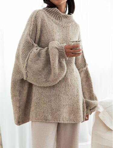 Women's Oversized Crewneck Fall Sweaters for Women 2025 Long Sleeve Fuzzy Knit Chunky Pullover Sweater in Saudi Arabia
