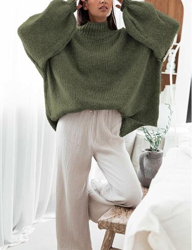Women's Oversized Crewneck Fall Sweaters for Women 2025 Long Sleeve Fuzzy Knit Chunky Pullover Sweater in Saudi Arabia