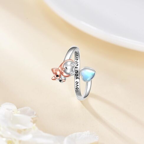 خاتم الدشهند 925 من الفضة الاسترليني كلب الدشهند قابل للتعديل حلقة مفتوحة جرو الكلب مجوهرات بأشكال حيوانات للنساء عاشق الدشهند in Kuwait