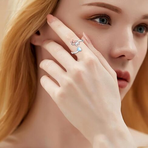 خاتم الدشهند 925 من الفضة الاسترليني كلب الدشهند قابل للتعديل حلقة مفتوحة جرو الكلب مجوهرات بأشكال حيوانات للنساء عاشق الدشهند in Kuwait