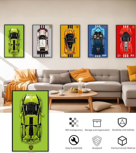 Display Wallboard for Lego Technic Ferrari Daytona SP3 42143, Race Car 1:8 Scale, Compatible with Lego Ferrari Cars, Gift Ideas for Lego Car Wall Mount Enthusiasts, 31.5 x 19.7 inches in Kuwait