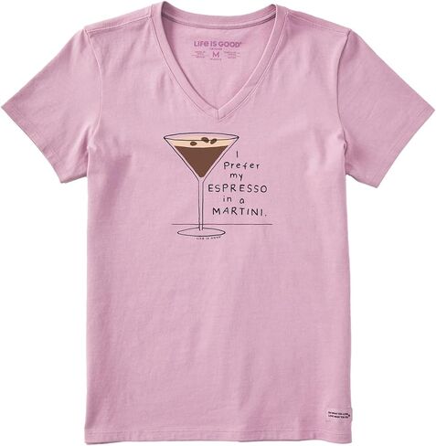 Life is Good. Women's Quirky Prefer My Espresso in a Martini SS Crusher-LITE Vee, Violet Purple, Large in Saudi Arabia