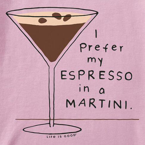 Life is Good. Women's Quirky Prefer My Espresso in a Martini SS Crusher-LITE Vee, Violet Purple, Large in Saudi Arabia