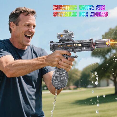 LED Light Electric Water Gun, Large Capacity Fully Automatic Spray Gun, Suitable for Children, Adults, Outdoor Parent-Child Activities, Beach, Swimming Pool, Parties, Black Electric Water Gun in Saudi Arabia