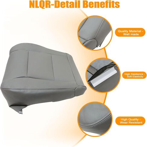 NLQR Front Driver Side Bottom Replacement Microfiber Leather Seat Cover Stone Gray Compatible with Toyota Land Cruiser 1998 1999 2000 2001 2002 2003 2004 2005 2006 2007 in Kuwait
