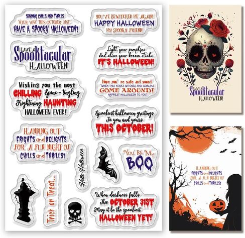 كلمات الهالوين ختم واضحة لبطاقة DIY Happy Halloween Alphabet Crow Bat Pumpkin Clear Clear Creature Creature Seal Rapber Seal Stamps for Photo for Card Making Crrafting DIY in Kuwait