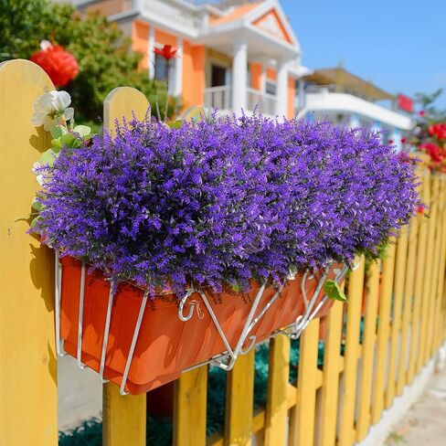 Janinka 24 Bundles Artificial Lavender Flowers False Outdoor Flowers UV Resistant Plastic Artificial Plants Fake Shrubs Bouquet Greenery Bushes for Outdoor Garden Home (Purple) in Saudi Arabia