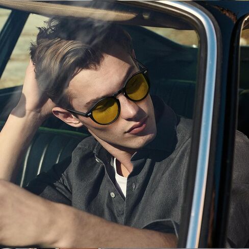 Carfia Acetate Men's Light Driving Glasses ، Retro Round Frame Light Vision ، in Kuwait
