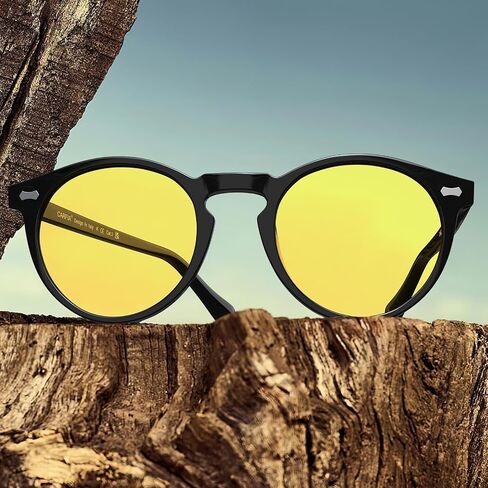 Carfia Acetate Men's Light Driving Glasses ، Retro Round Frame Light Vision ، in Kuwait