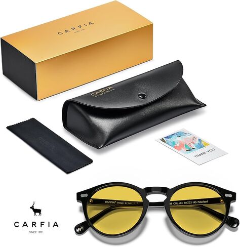 Carfia Acetate Men's Light Driving Glasses ، Retro Round Frame Light Vision ، in Kuwait