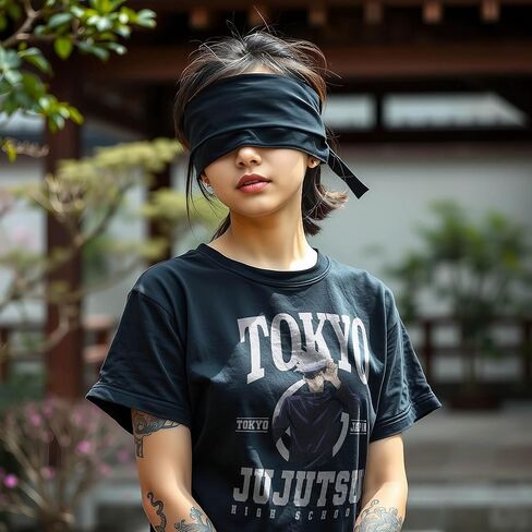 BioWorld Jujutsu Kaisen Tokyo High School Gojo البالغين الأسود الأكمام القصيرة in Kuwait