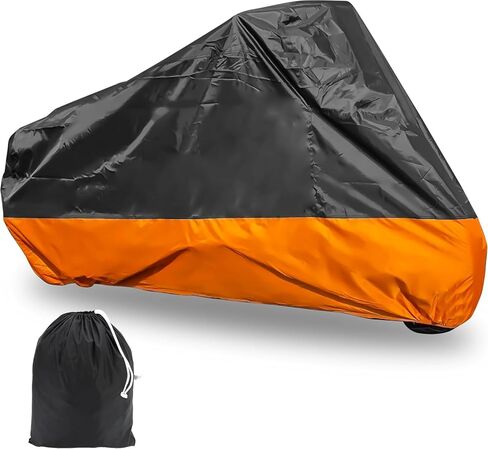Motorcycle Cover XXXL Waterproof for Harley for Ultra Classic Davidson, Large Cover for Street Glide for Electra for Touring FLHTCU for Road King for GL for Honda for Goldwing Outdoor Weather (Orange) in Saudi Arabia