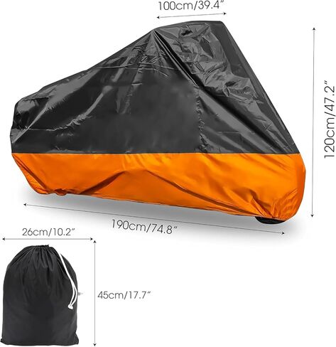 Motorcycle Cover XXXL Waterproof for Harley for Ultra Classic Davidson, Large Cover for Street Glide for Electra for Touring FLHTCU for Road King for GL for Honda for Goldwing Outdoor Weather (Orange) in Saudi Arabia