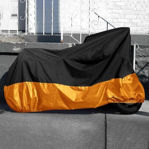 Motorcycle Cover XXXL Waterproof for Harley for Ultra Classic Davidson, Large Cover for Street Glide for Electra for Touring FLHTCU for Road King for GL for Honda for Goldwing Outdoor Weather (Orange) in Saudi Arabia