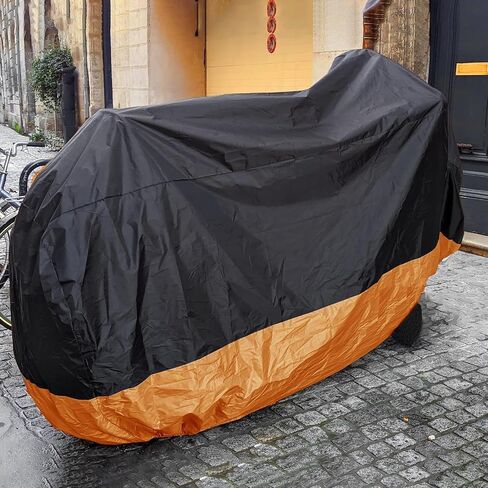 Motorcycle Cover XXXL Waterproof for Harley for Ultra Classic Davidson, Large Cover for Street Glide for Electra for Touring FLHTCU for Road King for GL for Honda for Goldwing Outdoor Weather (Orange) in Saudi Arabia