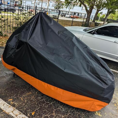 Motorcycle Cover XXXL Waterproof for Harley for Ultra Classic Davidson, Large Cover for Street Glide for Electra for Touring FLHTCU for Road King for GL for Honda for Goldwing Outdoor Weather (Orange) in Saudi Arabia