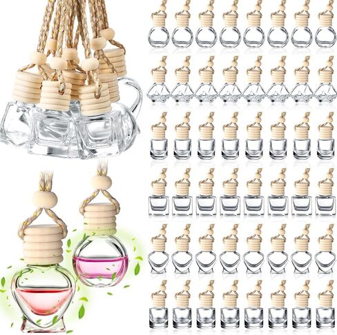 inbagi 60 pcs 8ml Car Qualice Oil Diffuser Hanging Bottle Car Air Trantenener Bottle Valies Varey Glass Vials with Cap Cap Perfum in Saudi Arabia
