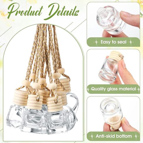 inbagi 60 pcs 8ml Car Qualice Oil Diffuser Hanging Bottle Car Air Trantenener Bottle Valies Varey Glass Vials with Cap Cap Perfum in Saudi Arabia