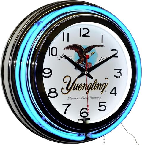 FVLFIL XPIWHTOW Yuengling America's Oldest Brewery Since 1829 Beer Logo Blue Double Neon Wall Clock in Saudi Arabia
