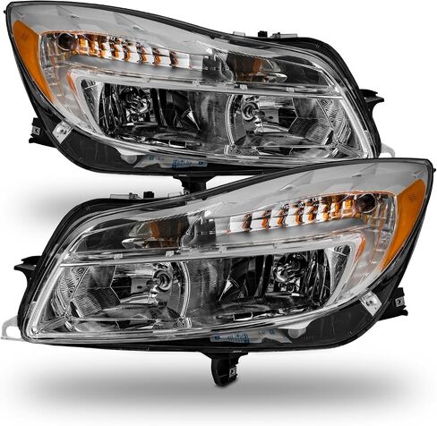 AKKON - Fits 2011 2012 2013 Buick Regal [Halogen Type] Chrome Headllights Pair Driver Left+Passenger Right Replacement in Kuwait