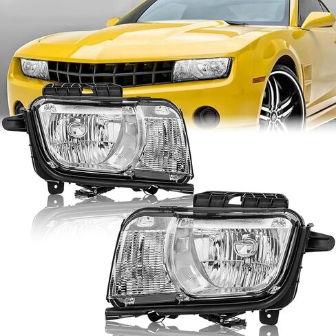 Pair Headlights Assembly Front Lamp Compatible with 2010 2011 2012 2013 Chevy Camaro Black Housing/Clear Lens/Clear Reflector in Kuwait
