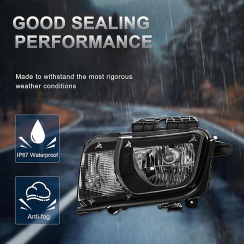 Pair Headlights Assembly Front Lamp Compatible with 2010 2011 2012 2013 Chevy Camaro Black Housing/Clear Lens/Clear Reflector in Kuwait