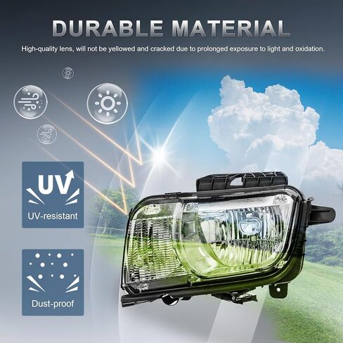 Pair Headlights Assembly Front Lamp Compatible with 2010 2011 2012 2013 Chevy Camaro Black Housing/Clear Lens/Clear Reflector in Kuwait