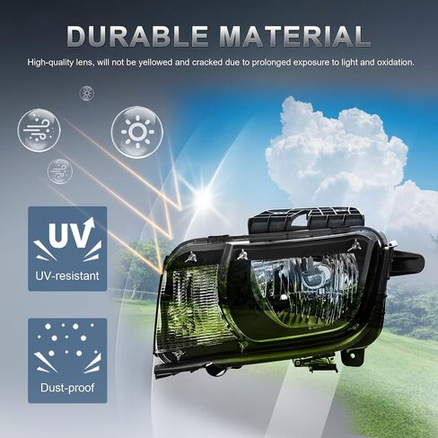 Pair Headlights Assembly Front Lamp Compatible with 2010 2011 2012 2013 Chevy Camaro Black Housing/Clear Lens/Clear Reflector in Kuwait