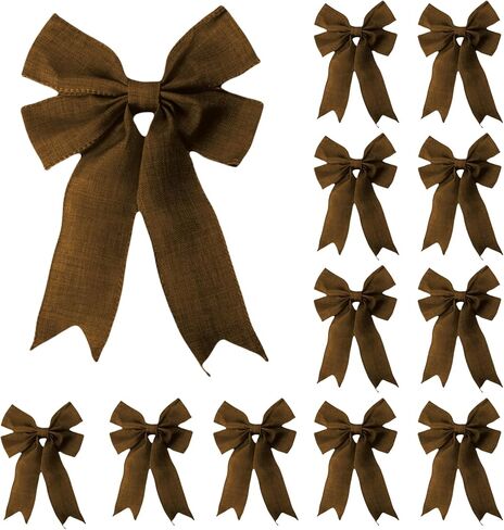 12 PCS Pink Burlap Ribbon Bows 5 "X7" Decore Farmhouse Decors لحفلات الزفاف ، الحرف اليدوية على مدار السنة (الوردي) in Kuwait