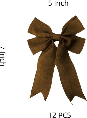 12 PCS Pink Burlap Ribbon Bows 5 "X7" Decore Farmhouse Decors لحفلات الزفاف ، الحرف اليدوية على مدار السنة (الوردي) in Kuwait
