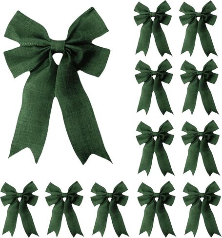 12 PCS Pink Burlap Ribbon Bows 5 "X7" Decore Farmhouse Decors لحفلات الزفاف ، الحرف اليدوية على مدار السنة (الوردي) in Kuwait
