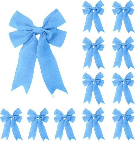 12 PCS Pink Burlap Ribbon Bows 5 "X7" Decore Farmhouse Decors لحفلات الزفاف ، الحرف اليدوية على مدار السنة (الوردي) in Kuwait