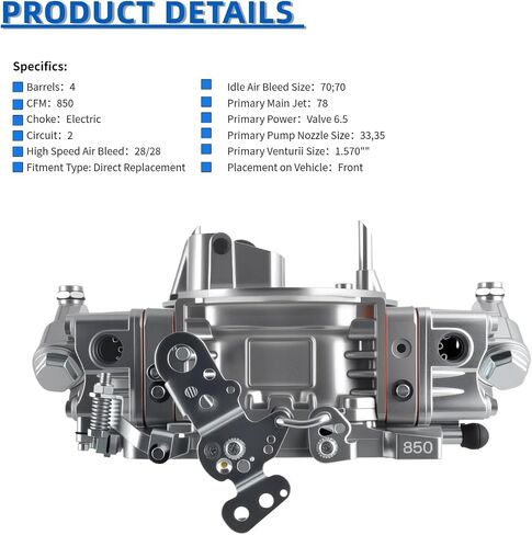 4150 Double Pumper Carburetor Brawler BR-67214 850CFM Carburetor 4 Barrel With Electric Choke replacement for Holley 4150 BR67214 Brawler Street Carb Mechanical Secondary (BR67214-850) in Saudi Arabia