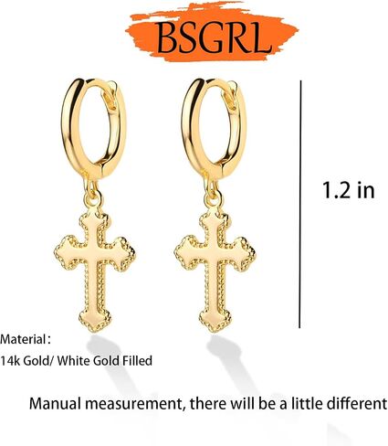 Huggie Earrings-14K Gold Pleated Bee Moon Star Leaf Cross Starfish Snakle Heart Shell Drop Huggie Hoop أقراط للنساء in Kuwait