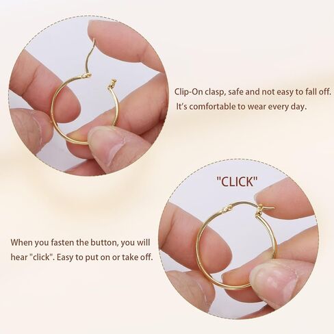 14K Gold Hoop Earrings for Women Classic Shiny Hoops Earring, Hypoallergenic Lightweight Gold Earrings 30MM in Kuwait