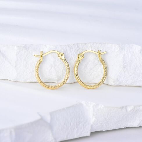 Sisgem 14k Gold Tiny 1.5 مم من أقراط الماس الماسي للمراهقين ، 14 ملم in Saudi Arabia