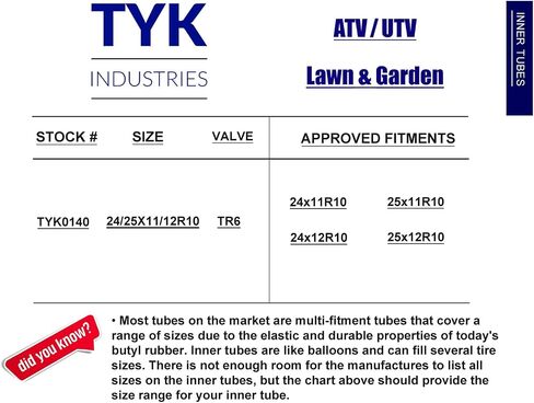 24 × 11-10 الأنبوب الداخلي ل ATV و UTV ، 24 × 11R10 شعاعي أو تحيز الأنبوب الداخلي مع سيقان صمام TR6 in Saudi Arabia