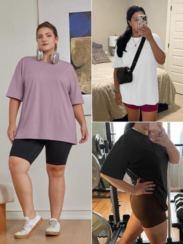 3 Packs Womens Oversized T Shirts Loose Fit Crewneck Short Sleeve Tops Summer Casual Blouse 2025 Y2K Basic Tee Beach in Saudi Arabia