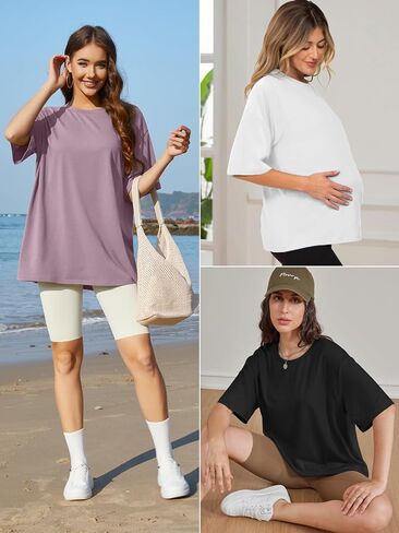 3 Packs Womens Oversized T Shirts Loose Fit Crewneck Short Sleeve Tops Summer Casual Blouse 2025 Y2K Basic Tee Beach in Saudi Arabia