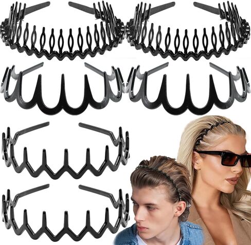 6 PCS ZIG ZAG FACTLENDS البلاستيك مشط برأس شعر متموجة مع إكسسوارات أسنان للنساء للنساء الفتيات ، الفهد الأسود اللامع براقة in Saudi Arabia