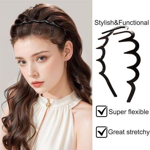 6 PCS ZIG ZAG FACTLENDS البلاستيك مشط برأس شعر متموجة مع إكسسوارات أسنان للنساء للنساء الفتيات ، الفهد الأسود اللامع براقة in Saudi Arabia